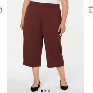 NEW Alfani Culotte Graphic Oasis Crop Pull On Pants, Size 2X, Dark Fudge